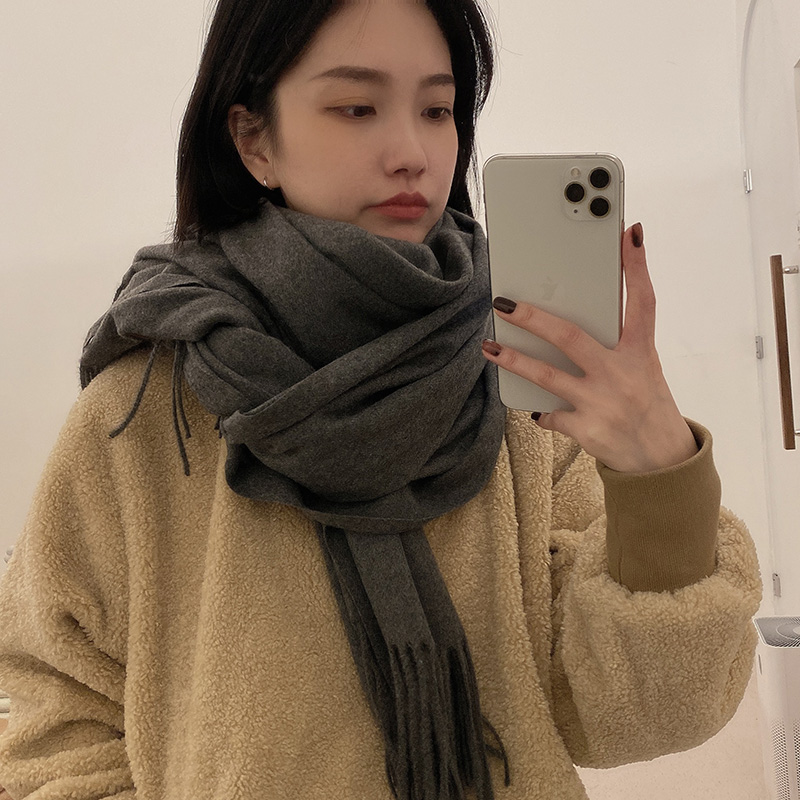 心秀嘉派专卖店纯色百搭情侣黑色围巾女冬季男通用保暖加厚披肩韩版学生围脖两用1