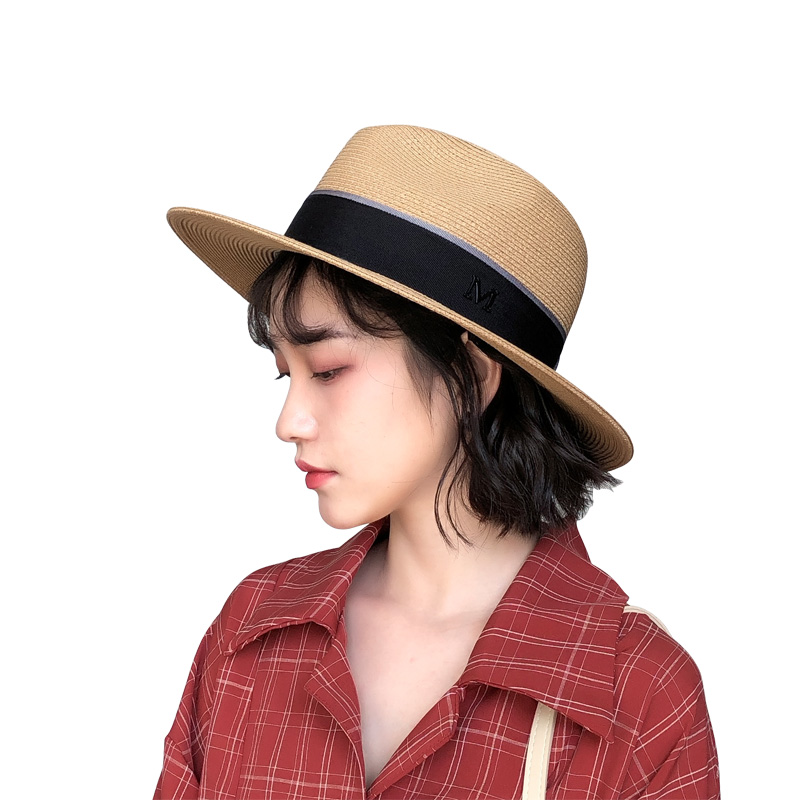 心秀嘉派专卖店暗黑风英伦小礼帽海边防晒遮阳帽子女夏季度假日系文艺草帽沙滩帽3