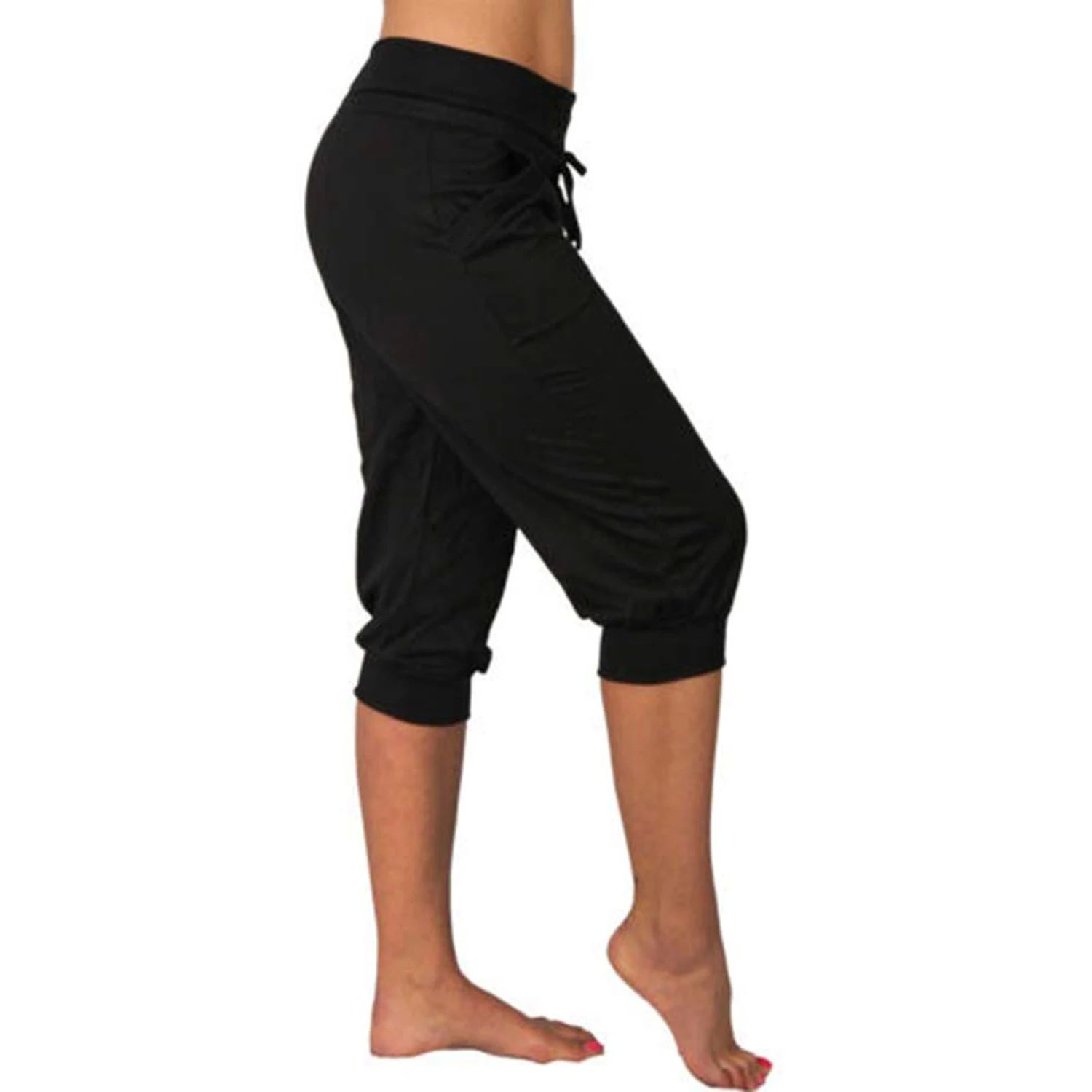 Womens Capri Yoga Pants Loose Drawstring Pajama Pants Lounge - 图3