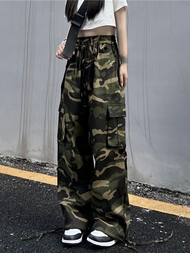 American Vintage Camouflage Cargo Pants Women Summer New Str - 图0