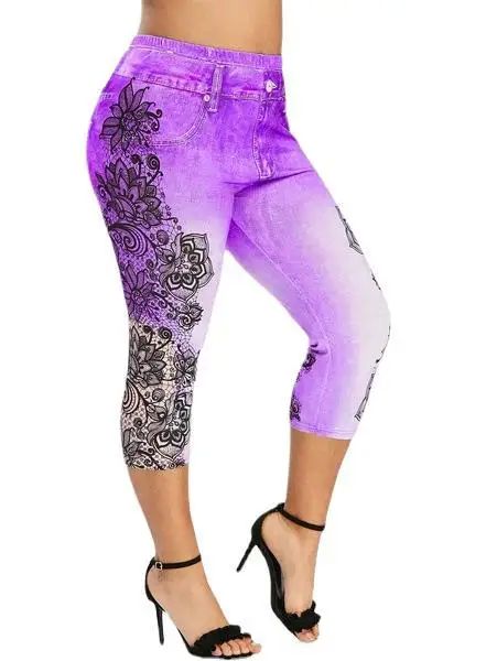 Women's Printed Denim Sportswear Leggings Oversized Hip Lift - 图3