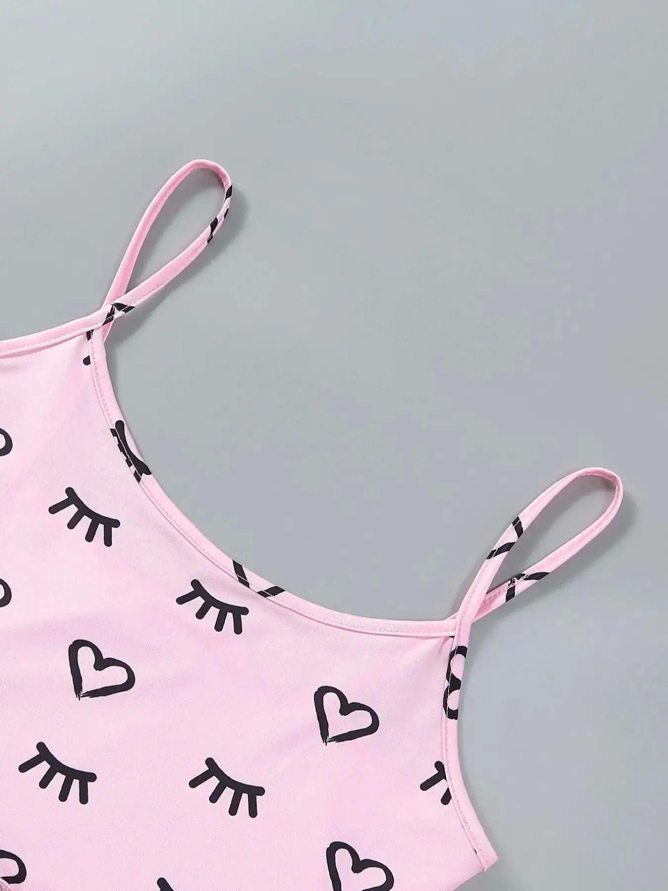 Women's 2pcs Cute Soft Comfy  Set Heart & Eyelash  Print Sex - 图0