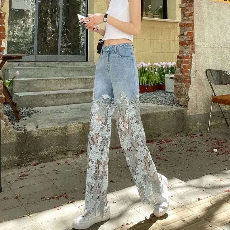 Pants for Woman and Capris Straight Leg with Rhinestones Tra - 图3