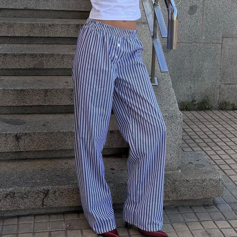 Maemukilabe Women Sweatpants Striped Plaid Patterm High Wais - 图3