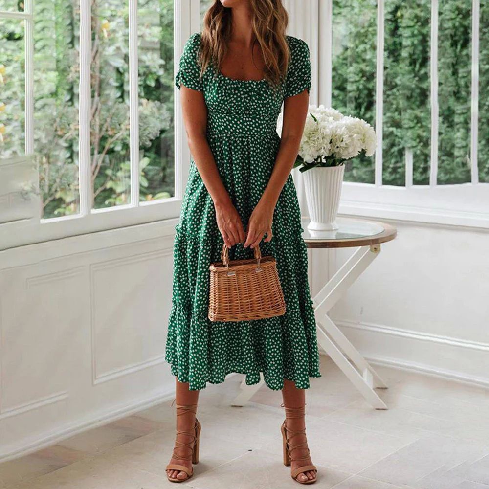 Long Dress for Women 2023 Summer Beach Bohemian Dresses Vest-图1