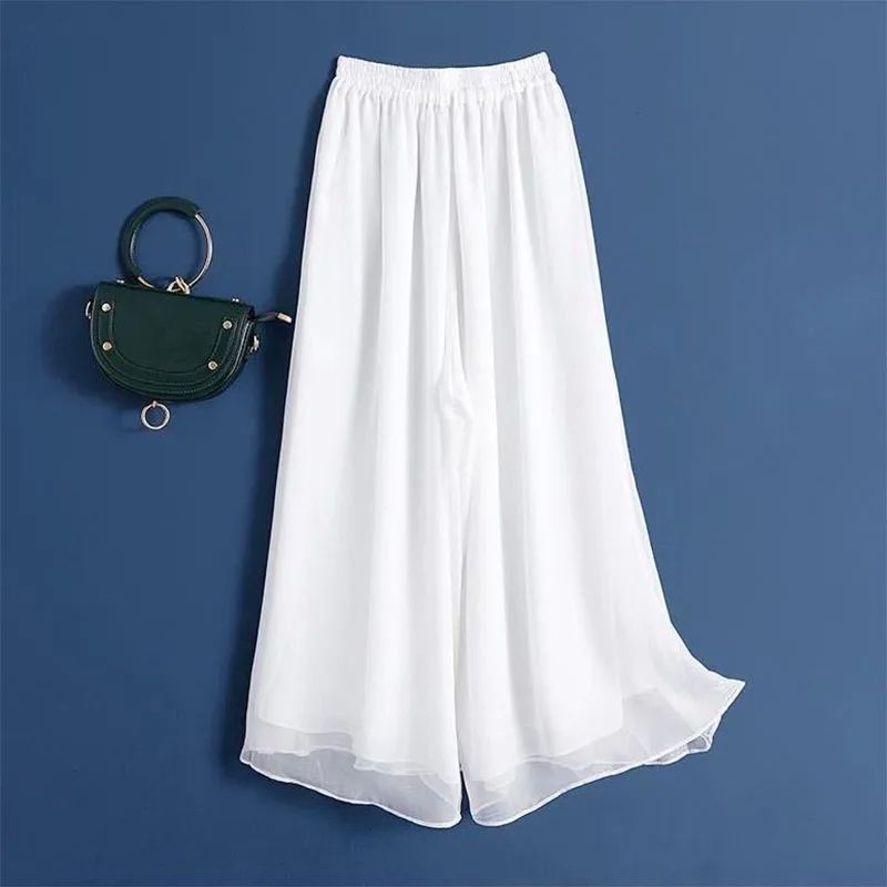 Fashion Woman Casual Chiffon Wide Leg Pants Big Size Loose S - 图3