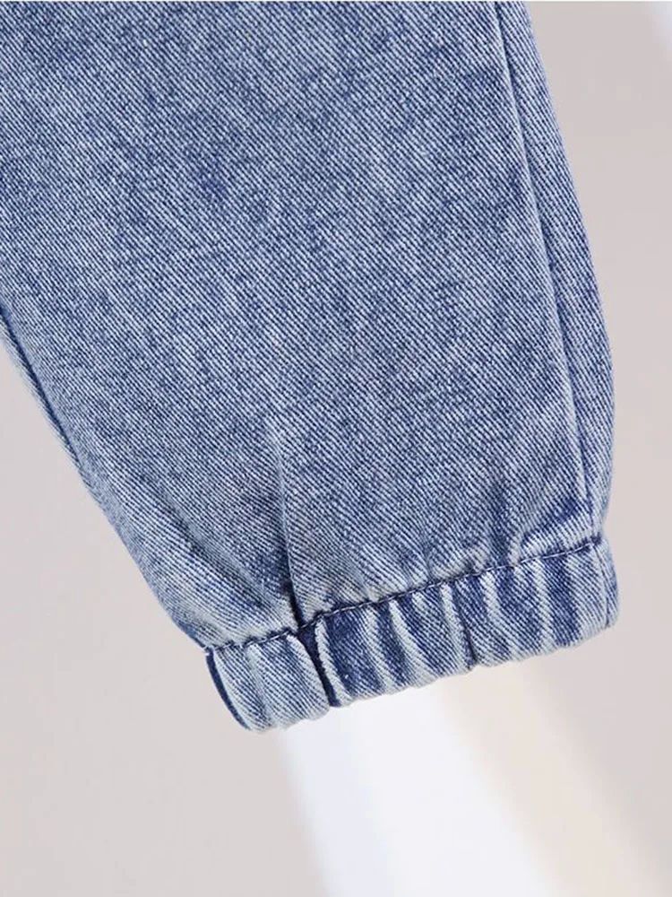Summer Ankle Length Elestic High Waist Harem Jeans Baggy Ove - 图3