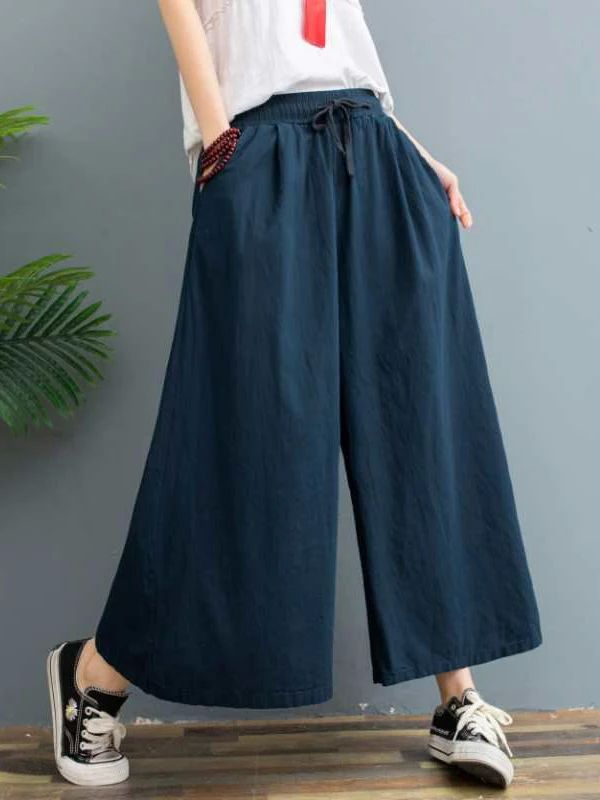 2024 Autumn Women Cotton Linen Straight Pants Joggers Casual - 图0