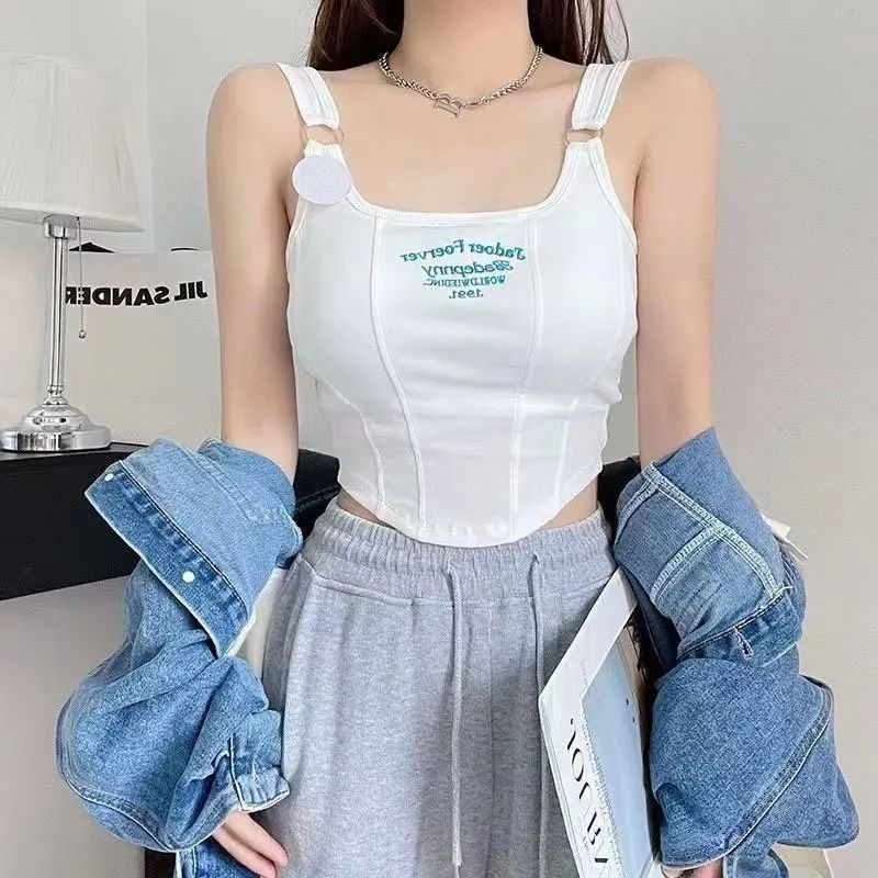 Summer Sleeveless 90s 00s Vintage Clothes Y2K Women Tops Cro - 图1