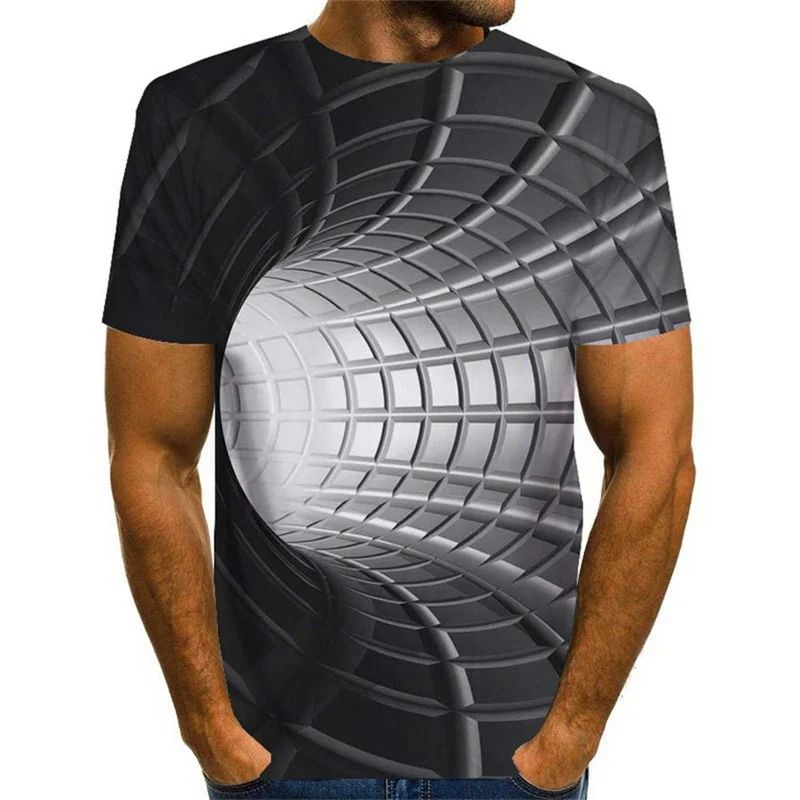 Funny Illusion Graphic T Shirt for Men 3D Printed Art Optica - 图3