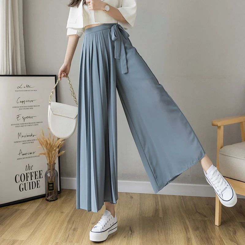 Spring Summer New Style Korean Women Pleated Chiffon Trouser - 图2