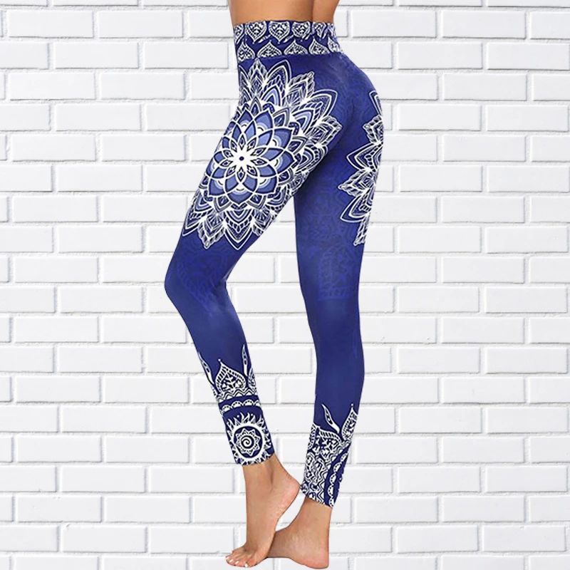 Women's Fashion Yoga Pants Trousers Snowflake Colorful Print - 图0