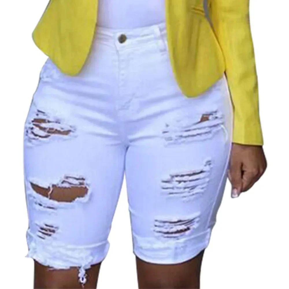 Women Denim Shorts Summer Destroyed Hole Jeans Fashion Casua - 图1