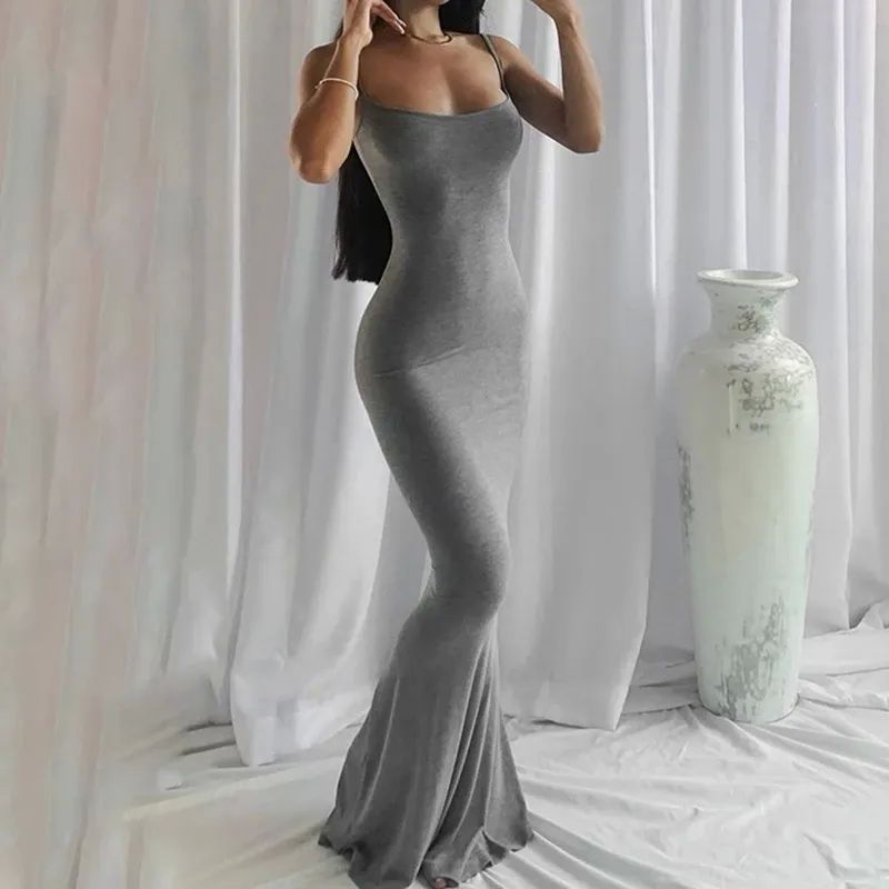 Satin Slip Sleeveless Backless Maxi Dress Women 2023 Y2K Sum - 图1