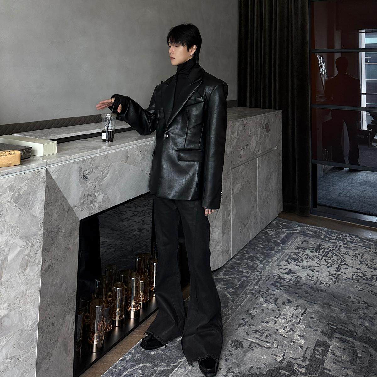 子上男装无性别修身塑形皮衣西服外套青年基础休闲复古保暖仿皮,淘宝优惠券,粉丝福利购,淘宝优惠卷