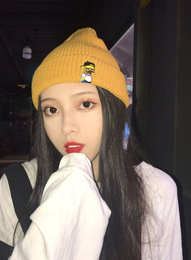 可爱冬天双面刺绣甜美针织帽子