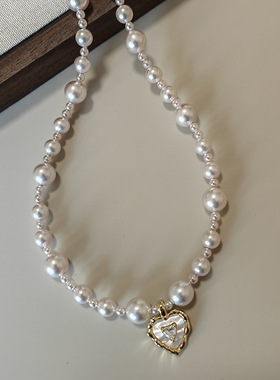 法式珍珠项链女爱心锁骨链2025新款爆款轻奢小众高级感颈链配饰