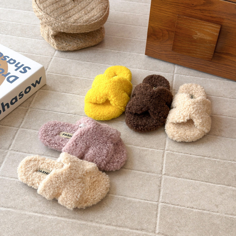 儿童复古法式毛毛拖鞋2025年秋冬季新款韩版女童软底一字拖毛毛鞋,淘宝优惠券,粉丝福利购,淘宝优惠卷