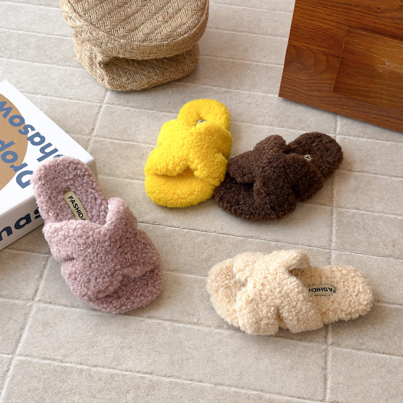 儿童复古法式毛毛拖鞋2025年秋冬季新款韩版女童软底一字拖毛毛鞋,淘宝优惠券,粉丝福利购,淘宝优惠卷