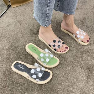 波点透明休闲拖鞋