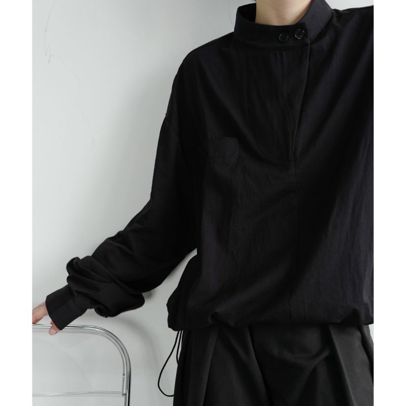 禁欲系男士白色衬衫男设计感小众上衣服高级感冷淡风立领韩版衬衣 - 图1