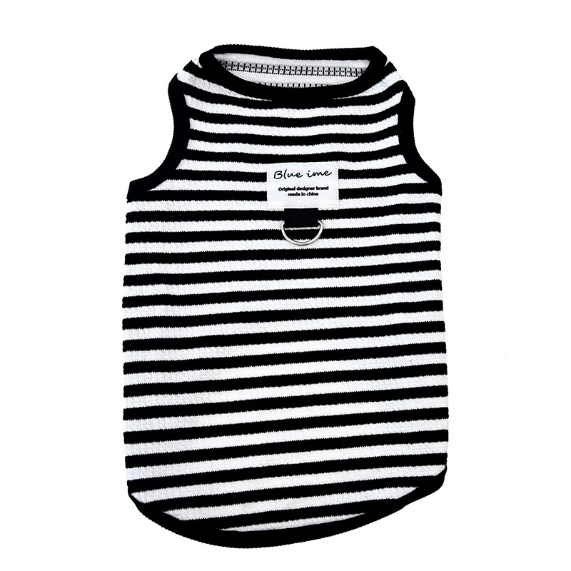 春秋新款宠物狗狗可牵引衣服泰迪比熊中小型犬舒适棉条纹背心_玩猫日记宠物用品_宠物/宠物食品及用品-第2张图片-提都小院
