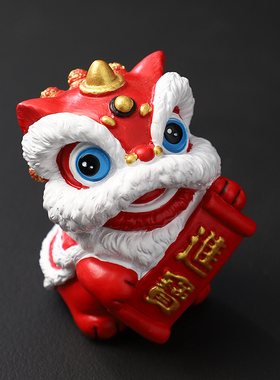 新中式国风石狮子醒狮一对招财进宝桌面装饰品高级感小众生日礼物