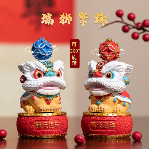 创意佛山醒狮狮子摆件高级感小众桌面茶桌茶宠装饰工艺品生日礼物 - 图0