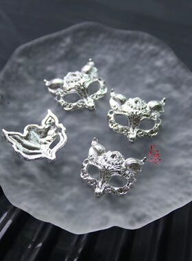 合金双耳狐仙面具手链项链九尾狐灵狐扣子狐狸连接扣diy饰品配件