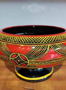 彝族工艺品木汤盆漆器摆设工艺品