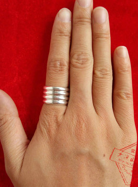 彝族男士现货纯银圆圈情侣戒指