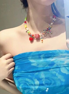 多巴胺彩色波西米亚锁骨链