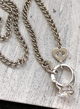 Juicy超闪戒指扣银色项链手链