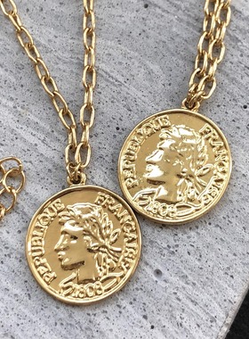 【芝麻芒果】美单Ettika单面coin镀18k中长款项链