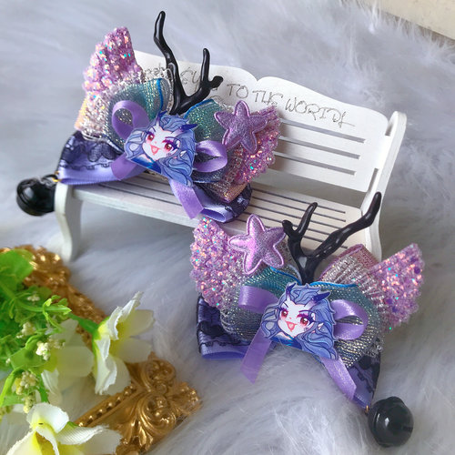 DIY原创洛丽塔lolita敖闰发饰哪吒之魔童闹海对夹头饰发夹立夹 - 图2