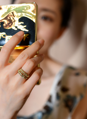 着料｜花丝镶嵌复古纯银镀金戒指