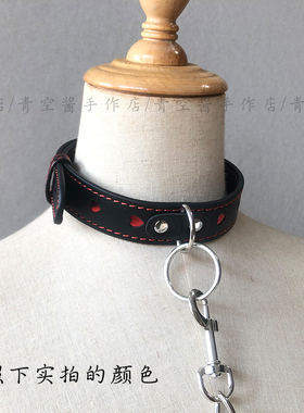青空酱 哥特朋克风项圈 暗黑pu仿皮质可调节颈环 爱心圆环铁链条