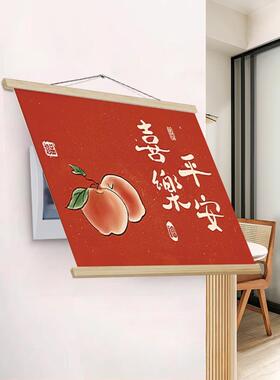 新中式电表箱装饰画配电箱遮挡挂画挂绳餐厅墙面装饰饭厅挂毯壁画
