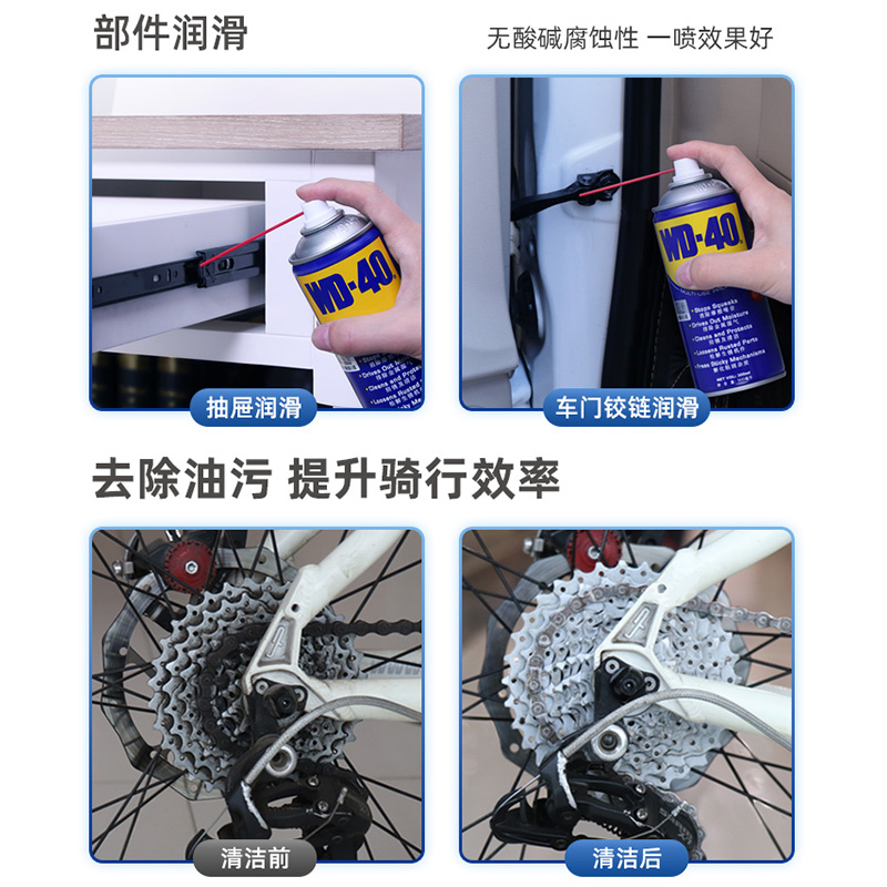 wd40除锈去锈门锁润滑剂金属强力清洗剂螺丝松动wd-40防锈油喷剂 - 图2