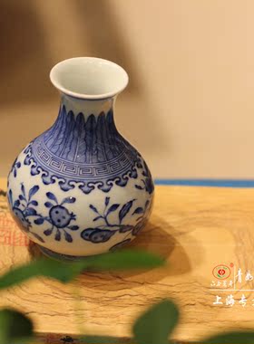 【青如堂】“三多”全手工精工乾隆青花三多瓶 六合茗居