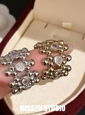 夸张复古个性食指戒时尚戒指金属设计感小众跨境耳饰圆珠批发欧美