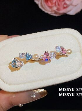 彩宝串珠！锆石珍珠爱心开口戒指甜雅清新食指戒简约时尚手饰批发