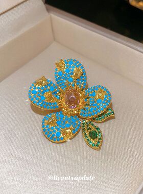 花朵18文艺真金胸针别针电镀风