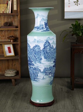 景德镇手绘青花瓷落地花瓶
