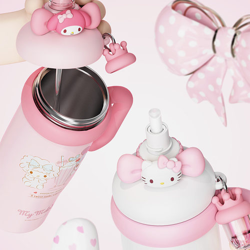 Hellokitty冰霸保温杯大容量女生高颜值便携办公室吸管水杯车载新 - 图2