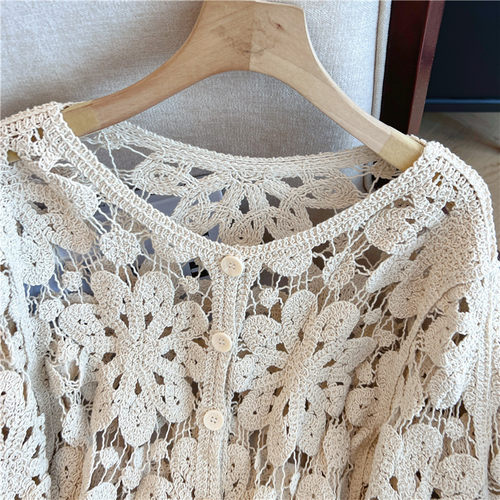 大码胖MM高级感钩花镂空显瘦针织衫女2026新款设计感披肩长袖外套 - 图3