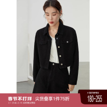 Single Beam Big Code Light Workplace Small Fragrance Wind Cowboy Suit Woman Fall Fat MM Conspicubo Slim-shaped short jacket Two sets