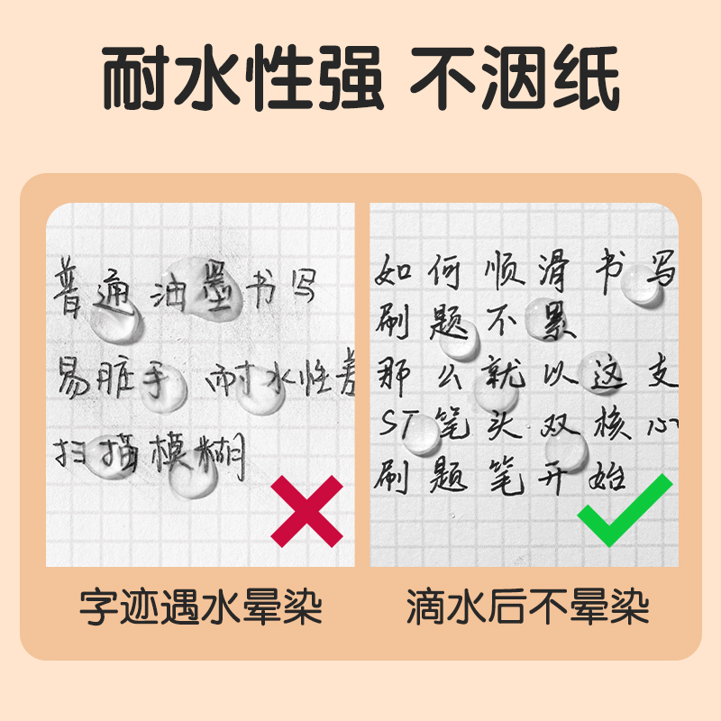 得力S08E笔按动中性笔速干学生用ST笔头水性笔0.5mm黑色刷题笔备考高颜值顺滑大容量书写透明水笔圆珠笔黑笔 - 图3