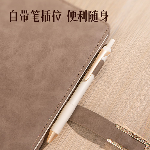 得力加厚带磁扣笔记本本子记事本A5考研笔记考公16K横线课堂文艺商务办公26年新款皮面本会议工作记录 - 图1