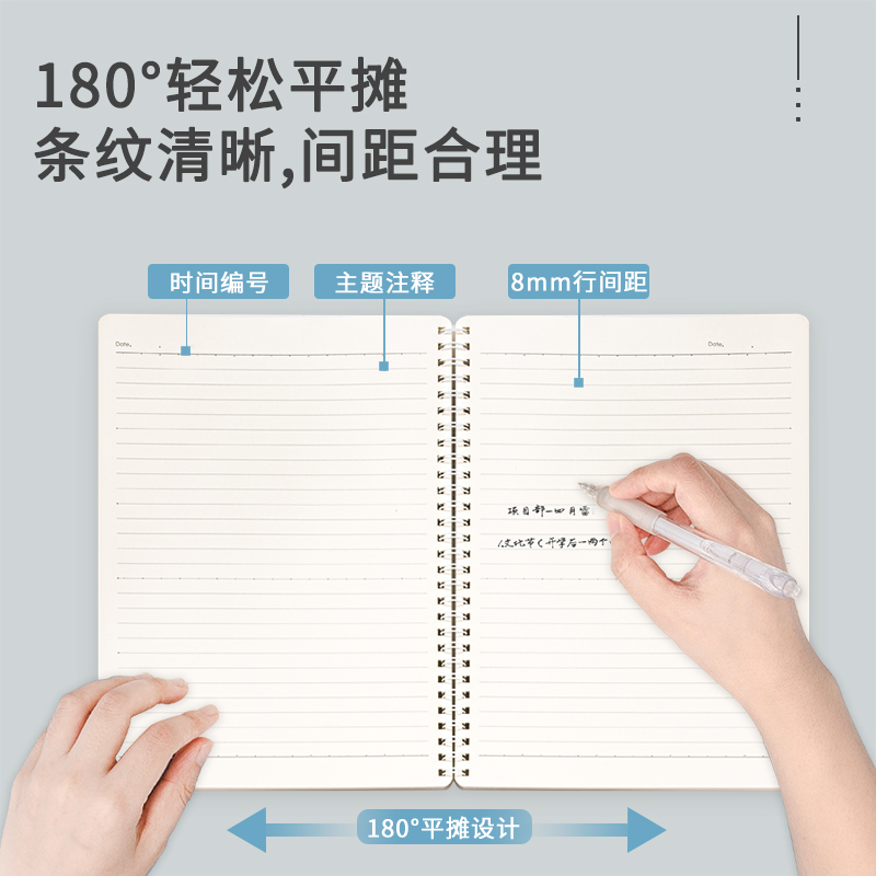 得力笔记本线圈本螺旋本PP封面记事本日记本A5/B5本子轻奢精致简约纯色80g本白纸商务办公学生考研新款4本装